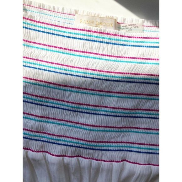 NWOT RAMY BROOK Giuliana White Silky Smocked Off Shoulder Blouse Top, Size XS - Picture 9 of 12